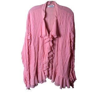 Dress-U-II Lovely Woman's Mellon Color Ruffle Blouse Pheasant Sleeves Size 2X